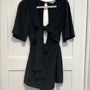 FAVLUX Black Cut Out Tie Front Sundress